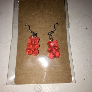 Coral gummy teddy bear earrings